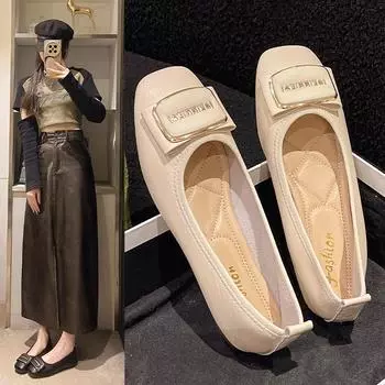 French High Heels Women s Thick Heels Wide Feet Spring and Autumn Soft Bottom Shallow Mouth Fashion 35 чёрный