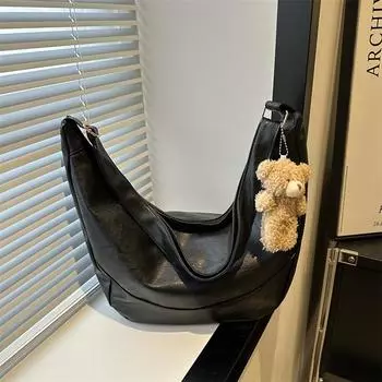 French large-capacity retro dumpling bag women s 2024 new fashion texture soft-faced shoulder messenger bag