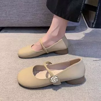 French low-heeled Mary Jane single shoes women s 2024 new with skirt gentle evening shoes soft sole pedal beanie shoes 35