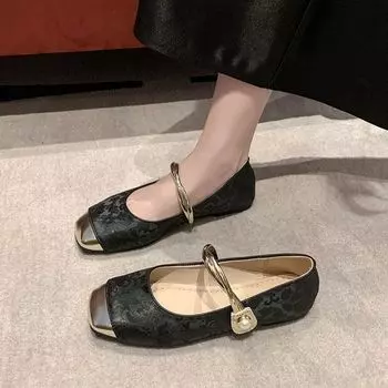 French Mary Jane shoes women s 2024 new summer temperament casual versatile Chinese style one word with shallow mouth single shoes 35