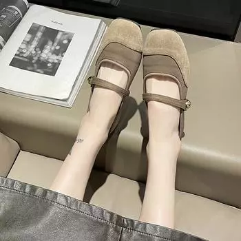 French Mary Jane shoes women s shoes spring and autumn 2025 new shallow mouth flat bottom casual with skirt temperament single shoes 35 чёрный