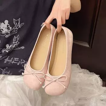 French Mary Jane single shoes women s gentle evening breeze flat ballet shoes one pedal spring and summer with skirts Doudou shoes 35 жёлтый