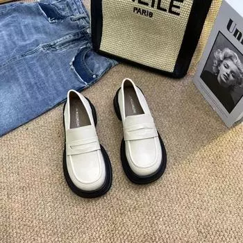 French Mary Jane small leather shoes women s summer 2025 new one-pedal women s shoes muffin platform loafer black shoes 35