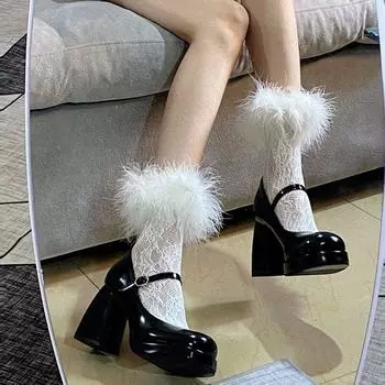 French new broadband thick heel high heels women s 2024 versatile Lolita outer wear platform small leather shoes light mouth single shoes 35