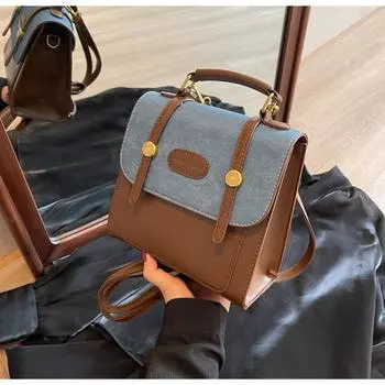 Французский нишевый рюкзак женский 2024 новый британский ретро модный модный рюкзак высокого уровня портативный коричневый