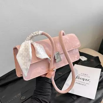 French niche bag, women s 2025 new silver shoulder bag, this year s popular high-end textured underarm baguette bag белый