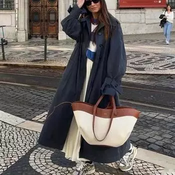 French Niche Canvas Tote Bag Women 2025 New Large Capacity High-Grade Sensitive Shoulder Bag Underarm Handbag Cognac