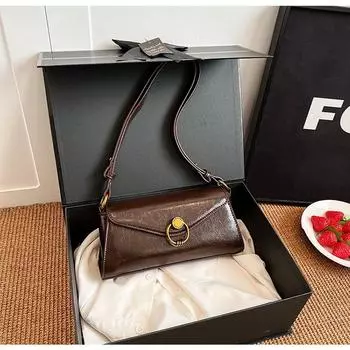 French Niche Style Underarm Bag Female 2025 New Arrival Tide Fashion Advanced Texture Baguette Bag Mid-Ancient Shoulder Messenger Bag Curry