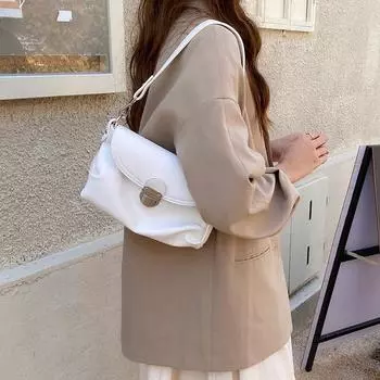 Французские нишевые женские сумки через плечо Простые сумки-подмышки из мягкой кожи Однотонные сумки Винтажные женские сумки-кроссбоди с клапаном