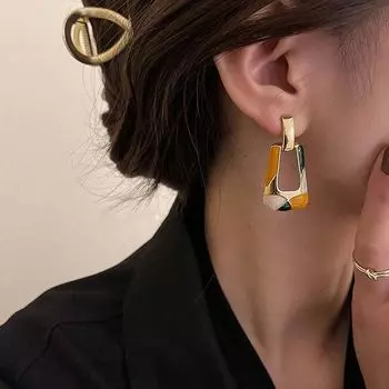 French Party Jewelry Geometry Dangle Earrings Female Earrings Korean Style Ear Drop Oil Dripping A