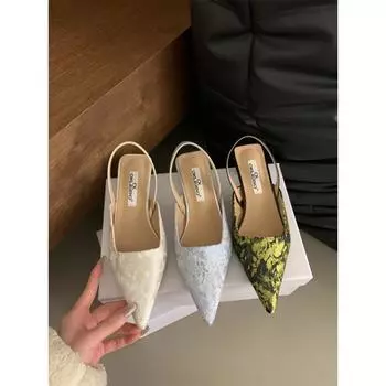 Французские остроносые темпераментные одинарные туфли женские тонкие каблуки новые китайские ретро-сандалии нежный темперамент 35 жёлтый