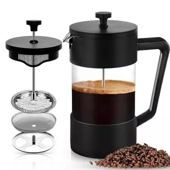 Френч-пресс для кофе для дома, путешествий, кемпинга (черный, 1000 мл)