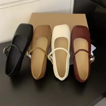 French Pumps Women s Spring 2025 New Gentle Block Heel Small Leather Shoes Slip-On Maternity Mary Jane Women s Shoes 35 светло-коричневого