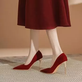 French red wedding shoes women s 2025 new Xiuhe wedding dress two wear bridal shoes thin heels not tired feet engagement high heels 33