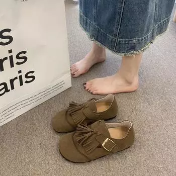 French retro design single shoes spring and autumn new casual lazy one-pedal flat-bottomed versatile Birkenloafers 35 коричневый