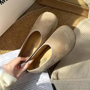 French retro fashion Mary Jane shoes women s 2025 new lazy one-pedal shallow mouth soft sole commuter Doudou shoes 35 золотой