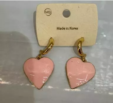 Французские ретро серьги в форме сердца с высококлассным ощущением и темпераментом масляной капли, универсальные металлические серьги в виде персикового сердца, женские серьги конфетных цветов 4.5*2.5cm розовый