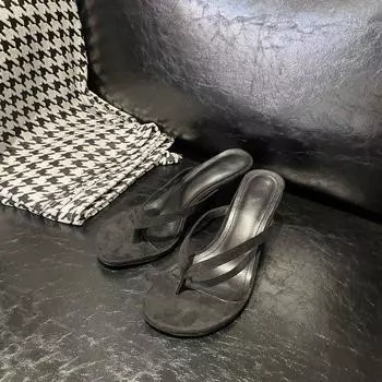 French retro high-heeled women s shoes toe fashion sandals women s summer 2025 new thick heel outer wear cool slippers 35