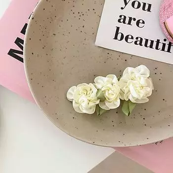 French Retro Jasmine Flower Mini Hairpin for Women Sweet Exquisite Fabric Side Clip Hairpins Girls Hair Accessories