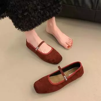 French retro Mary Jane shoes flat shoes ballet shoes spring and autumn soft-soled women s fashion shoes Korean version shallow mouth 35 зелёный