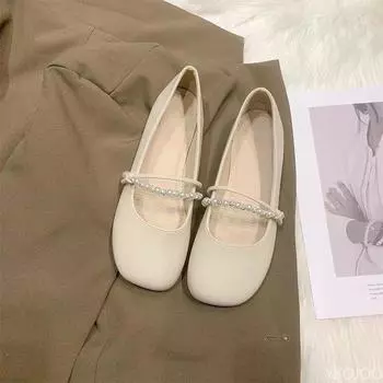 Французские ретро туфли Мэри Джейн одинарные удобные неглубокие носки универсальные плоские повседневные женские туфли с одной ногой 35