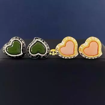 French Retro Oil Drip Love Stud Earrings Sweet Light Luxury Heart Earrings Commuter Versatile Ins Jewelry золотой