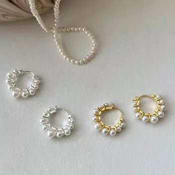 French retro pearl earrings women s light luxury niche design high-end silver needle ear buckle autumn new earrings 925 silver needle