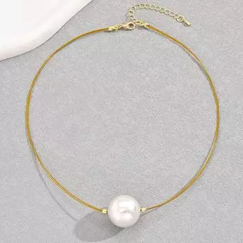 French retro pearl necklace women s personality double-layer pendant necklace light luxury niche design collarbone chain necklace 14k