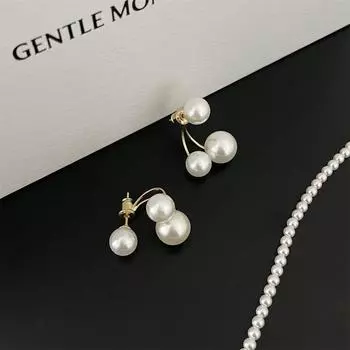 French retro pearl stud earrings women s exquisite niche versatile high-end earrings light luxury unique temperament earrings copper