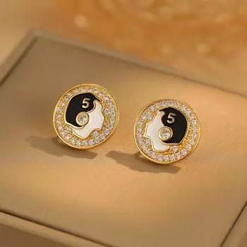 French Retro Small Fragrant Earrings Geometric Round High-End Light Luxury Temperament Fashion Personalized Earrings 18K