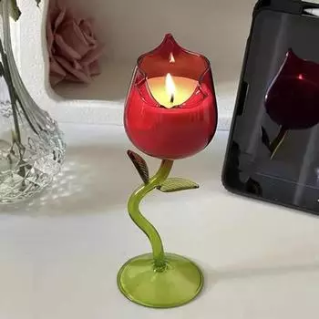 French Rose Wine Glass Red Wine Cup Table Decoration Rose Goblet Art Crafts зелёный