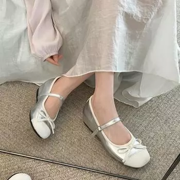 French round head inner height increase flat bottom shallow mouth single shoes women s 2025 new spring and autumn versatile skirt Mary Jane single sh 35 красный