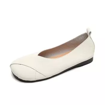 - French round head single shoes women s flat bottom shallow mouth one pedal Doudou shoes soft sole 35