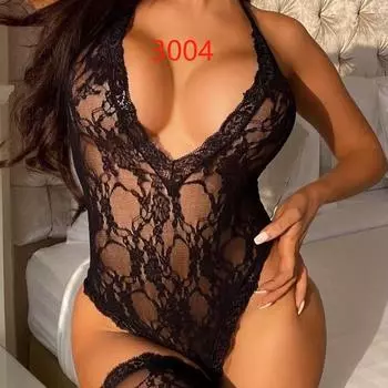 French sexy jumpsuit seduction bow transparent lace tights sexy jumpsuit with stockings set S