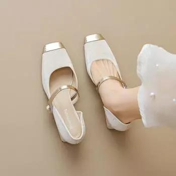 Французские одинарные туфли женские на толстом каблуке с одним ремешком сбоку на высоком каблуке в стиле феи Туфли Мэри Джейн 34 абрикосовый