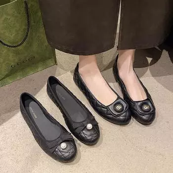 French small fragrant Mary Jane shoes flat black shoes spring summer retro late evening wind single shoes ladyshoes soft sole women s shoes 35