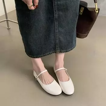 French small fragrant style Mary Jane single shoes women s 2025 spring and summer new soft-soled soft leather shallow mouth round head flat shoes 35 красный