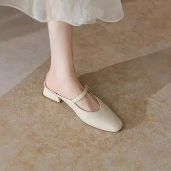 French small man silver bag head half drag sandals women 2025 new temperament retro pedal thick heel sandals single shoes 34 серебряный