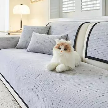 French Sofa Cushion Four Seasons Universal NonSlip Dustproof Couch Cushion Sofa Cover Cream Style Chenille Black Border Sofa Mat 70x70cm 1pcs