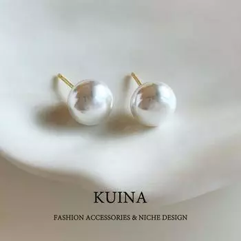 French Steamed Bread Pearl Stud Earrings Women s Sterling Silver Earrings 2025 New Arrival Best Selling Fancy Elegant All-Match Ear Jewelry As Shown in Pictures