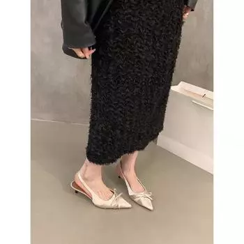 French stiletto high heels bag head sandals women s shoes 2024 new summer temperament socialite black pointed single shoes 35 чёрный