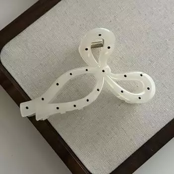 French Style Hair Claw with Black White Polka Dot Hair Accessory Large Hair Claw in New Design Chic Black and White Polka Dot