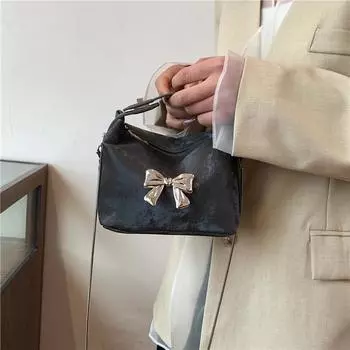 Портативная сумка-ланч-бокс во французском стиле, летняя новая сумка через плечо на одно плечо 2024 года, модная и стильная маленькая сумка с галстуком-бабочкой для женщин