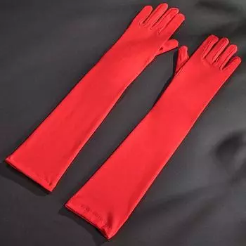 French Style Retro Over The Elbow Gloves Stage Dress Red All yards