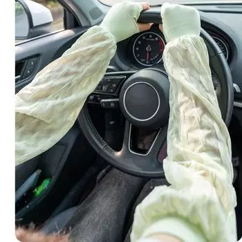 French Style Sun Protection Arm Sleeves Breathable Summer Ice Silk Long Sleeves Driving розовый