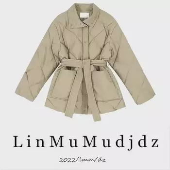 French-Style Women s Winter Cotton Coat with Waist Tie - Korean Version Small