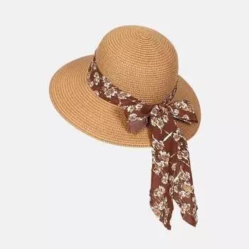French sun hat seaside vacation travel UV protection hat straw hat women summer sunshade sun protection bow M56-58cm