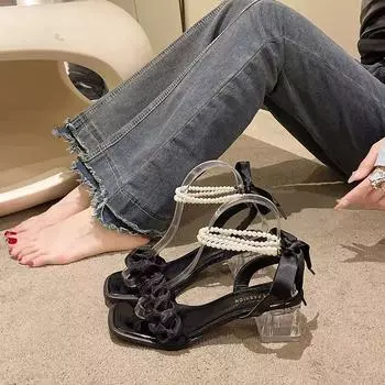 French temperament high heels 2025 new thick heel fairy style sandals with skirts female summer versatile gentle style 35