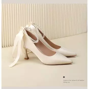 French temperament high heels women s niche cheongsam single shoes dress shoes bridesmaid shoes women s white wedding shoes bride shoes women 35