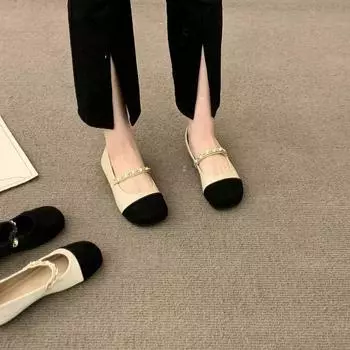 French with skirt Mary Jane shoes women s 2025 spring and summer soft-soled Doudou shoes shallow mouth flat-soled single shoes are not tired 35 абрикосовый